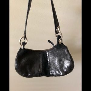 Black leather handbag